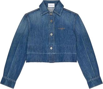 Givenchy Jassen, Dames, Blauw, S, Denim, Cocoon Cropped Denim Jacket