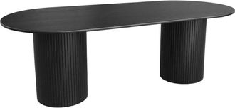 Sweeek Mesa de comedor de madera de h&eacute;vea y chapado de roble, 8 plazas, negro