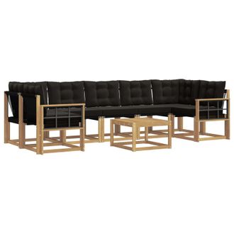 vidaXL Conjunto De Sof&aacute;s De Exterior Con Coj&iacute;n 8 Pcs Blanco Y Negro Vidaxl