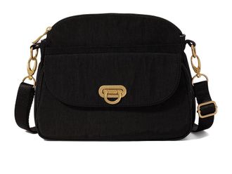 Baggallini Coastal Flip Lock Crossbody Cross Body Womens Handbags Black with Gold Hardware, Nylon