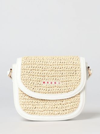 Marni Crochet Raffia and Faux Leather Shoulder Bag