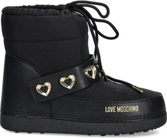 Love Moschino heart-embellished boots - women - Polyurethane/Rubber/Fabric/Fabric - 39.5 - Black
