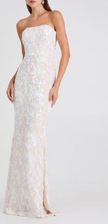 Helsi Helen Sequin Strapless Mermaid Gown in Blush/Off White at Nordstrom, Size Large