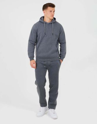 Brave Soul completo con felpa con cappuccio e joggers con scollo incrociato in antracite-Grigio