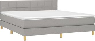 vidaXL Vidaxl - Cama Box Spring Con Colch&oacute;n Tela Y Led Gris Claro 160x200 Cm