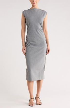 Nordstrom Rack Ruched High Neck Ponte Dress in Grey Dark Heather at Nordstrom Rack, Size Xx-Small