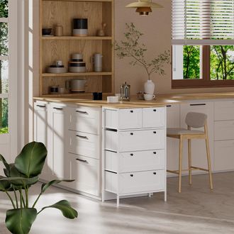 Vicco Mesa Auxiliar Belaro, Blanco, 56 X 95 Cm Con 5 Cajones Vicco