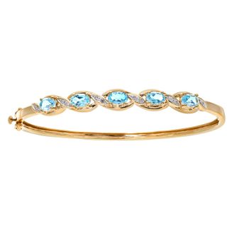 Diamant L'éternel 9ct geelgouden damesarmband met diamant en blauwe topaas