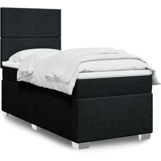 vidaXL Vidaxl - Cama Box Spring Con Colch&oacute;n Tela Negro 90x200 Cm