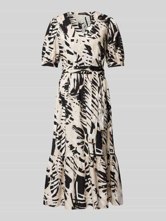 Comma Midikleid mit Allover-Muster in Black, Größe 36