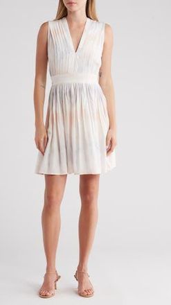 DKNY V-Neck Pleated Dress in Pink Watercolor at Nordstrom Rack, Size Xx-Small