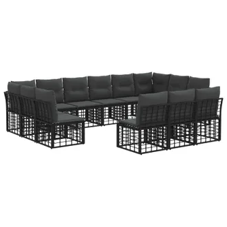 vidaXL Conjunto De Sof&aacute;s De Exterior Negro Y Gris Oscuro Poli&eacute;ster Vidaxl