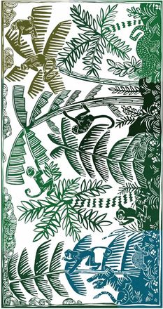 Inou&iuml; Editions Unisex Jungle Scarf In Green