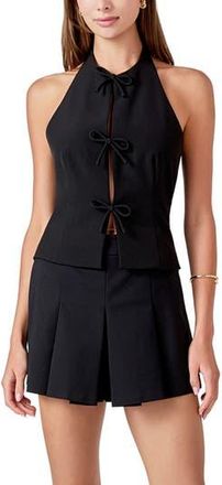 endless rose Tie Front Halter Top in Black at Nordstrom Rack, Size X-Small
