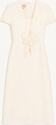 Valentino Embroidered Crepe Couture Dress Wo