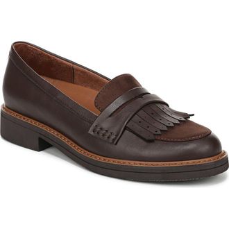 Naturalizer Pacey Kiltie Fringe Loafer - Wide Width Available in Brown Fabric /Faux Leather at Nordstrom Rack, Size 6.5