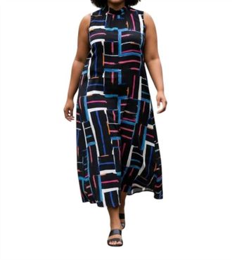 Joseph Ribkoff Geo Print Sleeveless Maxi Dress In Multi