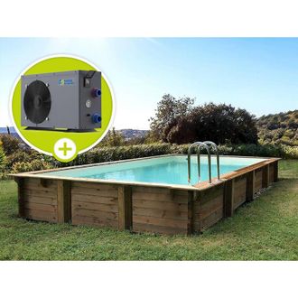 Habitat et Jardin Kit De Piscina De Madera tampa - 7,20 X 4,20 X 1,44 + Bomba De Calor - Potencia 6,1 Kw