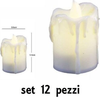Trade Shop Trade Shop - Set 12 Pz Candele Led Lumini Con Goccia A Batteria Luce Decorazione Tealight