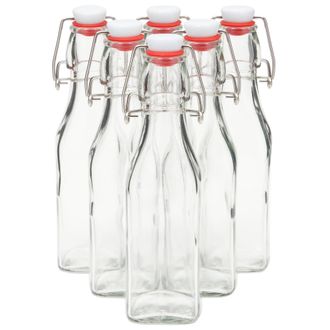OEM Juego De 6 Botellas De Vidrio Con Tap&oacute;n Mec&aacute;nico, Tapa Herm&eacute;tica Y 1 Cepillo De Limpieza. Botellas De Fermentaci&oacute;n Con Tapa Abatible Para Kombucha Cas