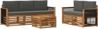 vidaXL Conjunto De Sof&aacute;s De Exterior 6 Uds. Natural Y Antracita Vidaxl