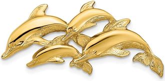 Diamond2Deal 14k Yellow Gold Four Dolphins Omega Slide