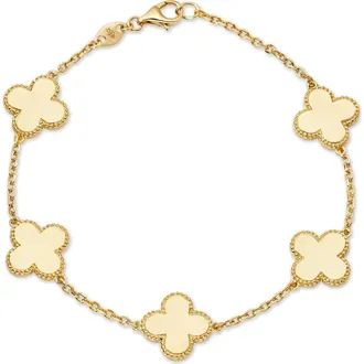 Devata Clover Chain Bracelet in 14K Gold, 11mm in Yellow Gold at Nordstrom, Size 7.5
