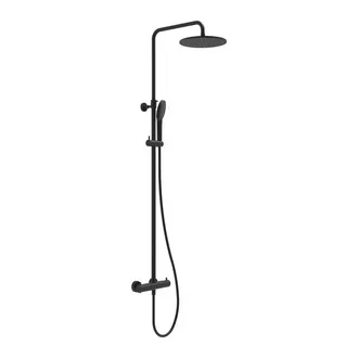 May Algemeen Regendoucheset opbouw met thermostaat incl. 3-standen handdouche en hoofddouche &Oslash; 25cm Mat zwart PED