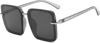 Generic Square Womens Large Frame Sunglasses Outdoor Mens Sports Vacation Sun Glasses(Grey)