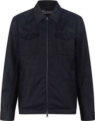 Herno Zip-Up Jacket - Heren - Spijkerjassen - Blauw - XL - Wol - Jassen