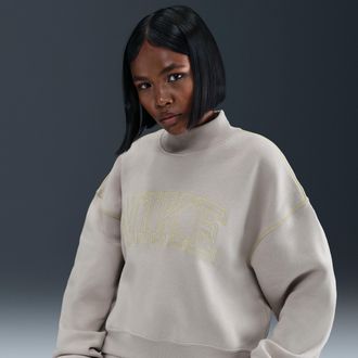 Nike Womens Nike Sportswear Phoenix Fleece Mock-Neck Sweatshirt in Grey | IM7490-009