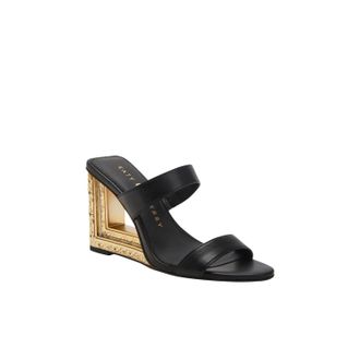 Katy Perry Womens Framing Wedge Two Band Sandals In Black
