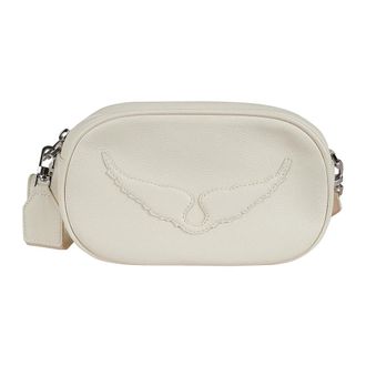 Zadig&Voltaire Tassen, Dames, Wit, ONE Size, Leer, Gekorreld Leren Crossbodytas