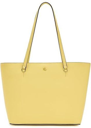 Lauren Ralph Lauren Crosshatch Leather Medium Karly Shopper Tote Tote Handbags Lemon Sorbet