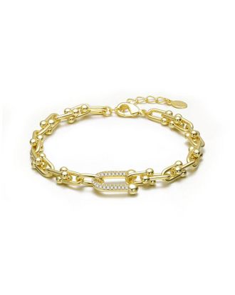 Rachel Glauber 14K Plated Cz Horseshoe Bracelet