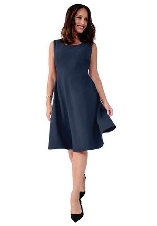 Jessica London Bi-Stretch Fit And Flare Dress in Navy at Nordstrom, Size 28