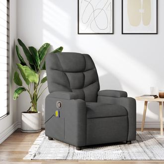 vidaXL Vidaxl Poltrona Reclinabile Massaggiante In Tessuto Grigio Scuro