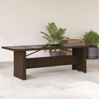 vidaXL Mesa De Jard&iacute;n Superficie De Vidrio Rat&aacute;n Pe Marr&oacute;n 240x90x75cm Vidaxl