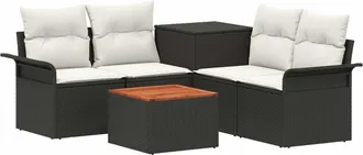 vidaXL Juego De Sof&aacute; 6 Uds. 4-n&uacute;mero De Plazas Negro Y Blanco Crema Vidaxl