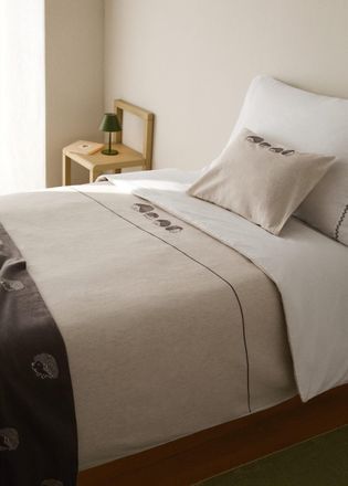 Mango Copripiumino bambino cotone lino ricci ricamati letto 90 cm bianco - Home - Letto 90 cm - MANGO HOME