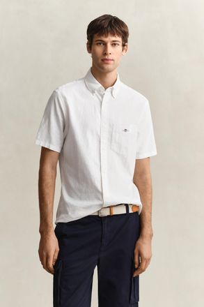 GANT Men Linen Blend Short Sleeve Shirt (XXXL) WHITE