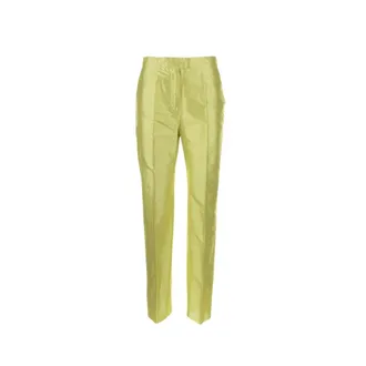 Max Mara Dames, Broeken, Geel, Maat: S Leer