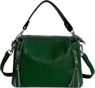 Generic Compatible For Women Handbags Cowhide Fashion Shoulder Bag Ladies Messenger Bags Female Tote(Green)