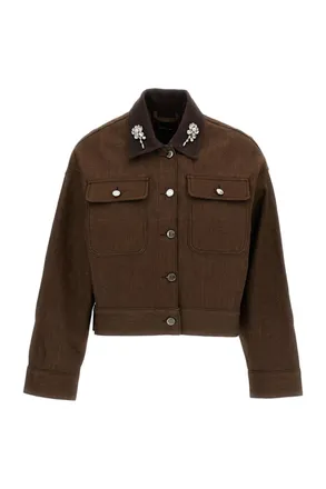 Simone Rocha Cropped Utility Pocket Workwear Jacket with Embellishments
