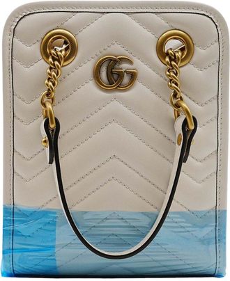 Gucci White Leather Marmont Quilted Mini Bag - 10S (Authentic Pre-Loved)