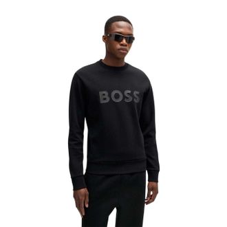 HUGO BOSS Heren Wordmark Crew Neck Sweatshirt (Zwart)