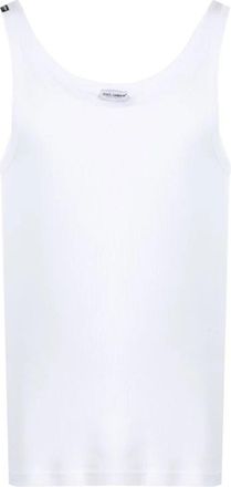 Dolce & Gabbana Ribgebreide Tanktop - Heren - Tops zonder mouwen - Wit - S - Katoen - Tops