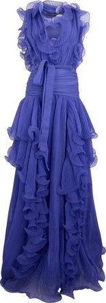 Alberta Ferretti Elegante lange blauwe jurk voor speciale gelegenheden - Dames - Avondkleed - Blauw - M - Kleedjes