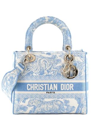 Dior Toile de Jouy Lady D-Lite Bag Embroidered Canvas tote bag - Blu