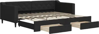 vidaXL Divano Letto Estraibile Con Cassetti Nero 90x200 Cm In Tessuto - Vidaxl